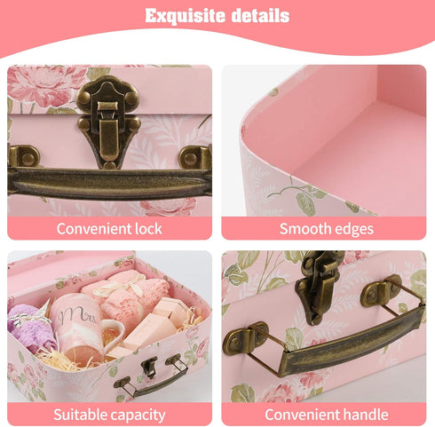 Set of 3 Paperboard Suitcases Storage Box Storage Gift Boxes With Lids for Photo Storage Home Decoration, Wedding, Birthday, Anniversary and New Y...