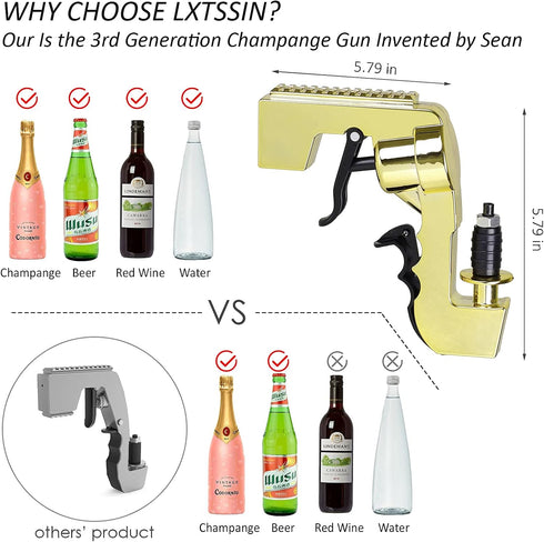 Champagne Gun Shooter,Beer Gun Shooter,Alcohol Gun Shooter Bottle Beer Squirt Gun Adjustable Dispenser Red Wine for Party Birthday Christmas...