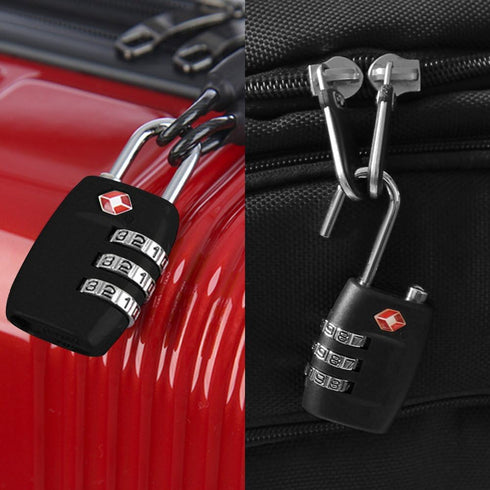 DanziX TSA Approved Lock and 4 Colors Stainless Steel Safety Tether?3-Dial Combination Travel Luggage Lock with Lanyard Security Cable for Protect...