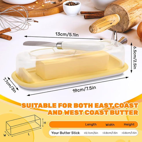 Butter Dish with Lid and Knife, Covered Butter Holder for Refrigerator, Kitchen Butter Tray Easy Scoop, Silicone Sealing Countertop Butter Keeper ...