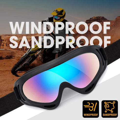 Kids Motorcycle Goggles, 2-Pack Dirt Bike Goggles for Child, ATV Off-Road Racing Goggles for Boys Girls...