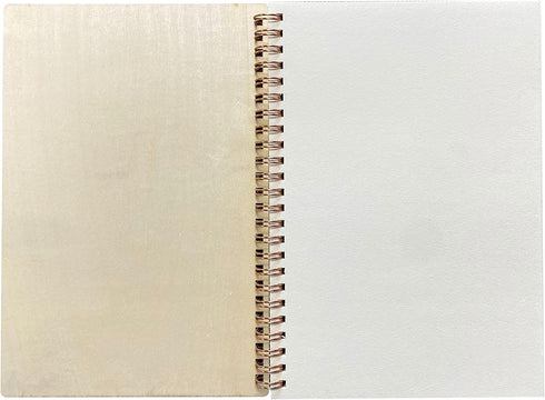 4 Pack A5 Wood Cover Jounal Notebook 40 Sheets Sketchbook 8.5 x 5.8 in Unlined Spiral Notebook for Crafting Project,Small Scrapbook...