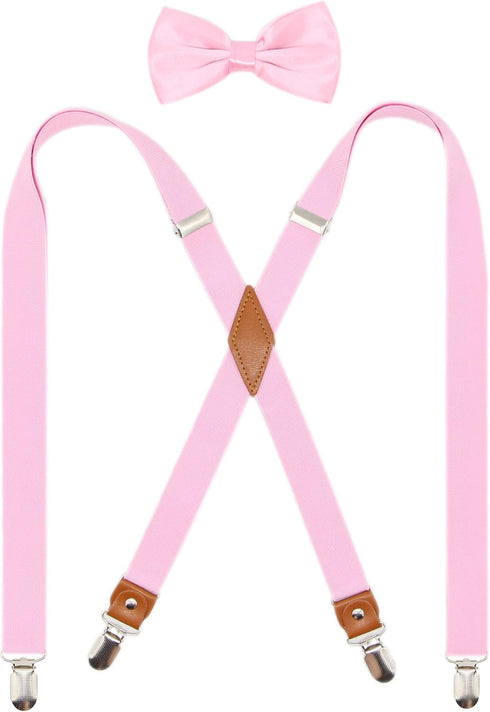 Mens Suspender and Bowtie Set X Back Heavy Duty Adjustable Elastic Clips...