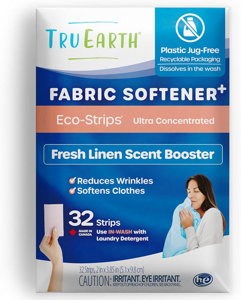 Tru Earth Fabric Softener Strips for Washing Machine, Alternative to Fabric Softener Liquid and Pods, Fresh Linen Scent Booster, Up to 64 Loads Pe...