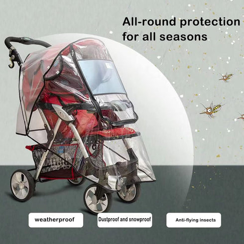 Stroller Rain Cover Universal Stroller Cart Umbrella Rain Cove Accessory, for Babies Winter Windproof Waterproof Dustproof and Snowproof...