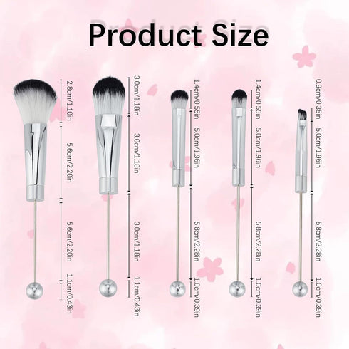NICENEEDED 2 Set Beaded Eyeshadow Brush, Metal Handle Beadable Makeup Brush Kit, DIY Makeup Comestic Brushes Beaded Brushes Kit for DIY Beaded Mak...