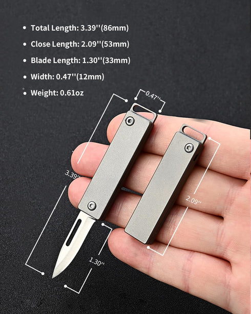 TKK1 Mini Titanim Pocket Knife, EDC Utility Knife with Key Ring, Lockable Folding Knife with D2 Steel Blade, Cool EDC Tool for Camping, Hiking and...