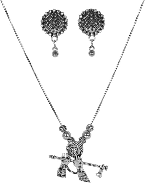Designer Statement Afghani Oxidised Silver Temple Indian Ethnic Tassel Ghungroo Bells Tribal Gypsy Necklace Jewelry Set Women...