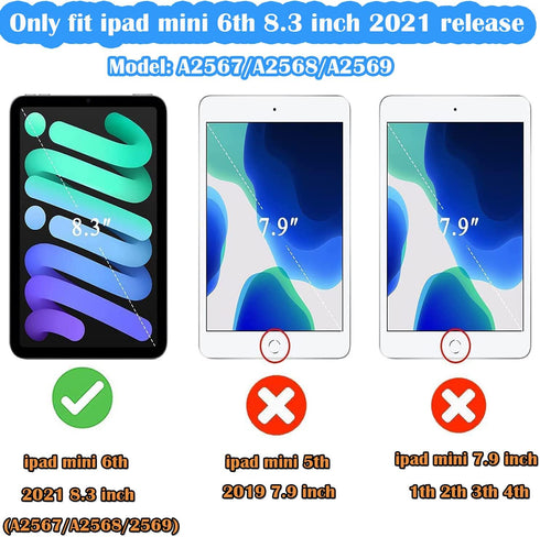 iPad Mini 6 Case for Kids 2021 (8.3 inch, 6th Generation), Lainergie Lightweight Shockproof Kid-Proof Cover Built-in Screen Protector with Handle ...