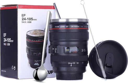Camera Lens Coffee Mugs,Stainless Steel Camera Lens Cups,Unique Gift Idea for Photographers,Novelty Coffee Mugs for Home Supplies,Men,Women,Christ...