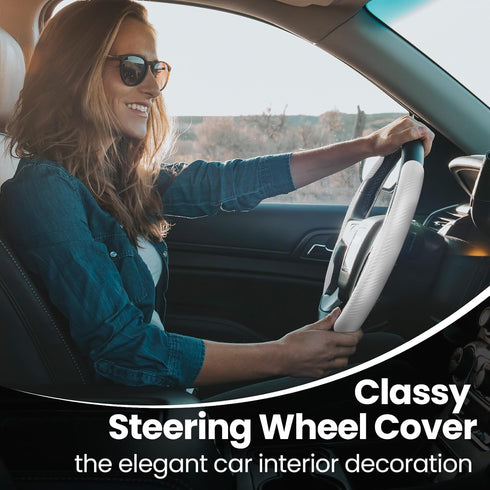 GSPSCN Universal Car Carbon Fiber Steering Wheel Cover Anti-Skid,Butterfly Steering Wheel Cover,Non-Slip Segmented Steering Wheel Protector,Fit fo...