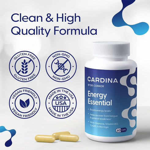 Thiamine B1 Supplement with COQ10 - Vitamin B12 Supplement for Energy & Focus - Women & Mens Energy Vitamins for Mental Alertness - Non-GMO & Vega...