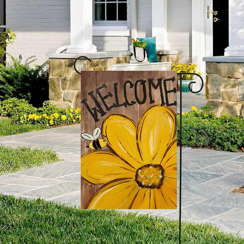 RABUSOFA Summer Garden Flag 12x18 Inch Double Sided for Outside, Welcome Sunflower Bee Outdoor Seasonal Yard Flag 13-12...