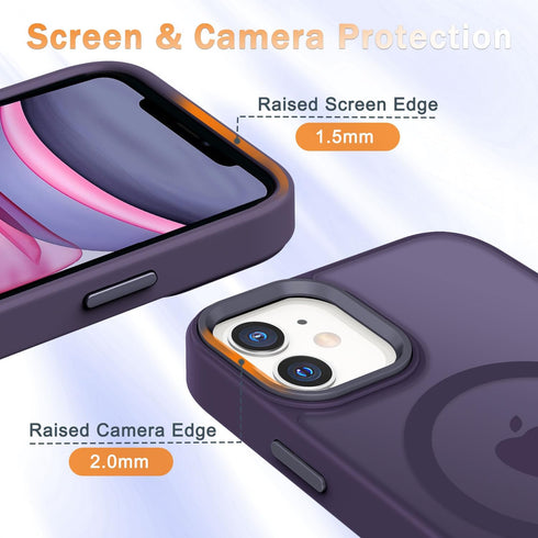 for iPhone 11 Case, Matte Magnetic Phone Case with 1 Screen Protector, Compatible with Magsafe, Translucent Frosted Slim Shockproof Protective Cov...
