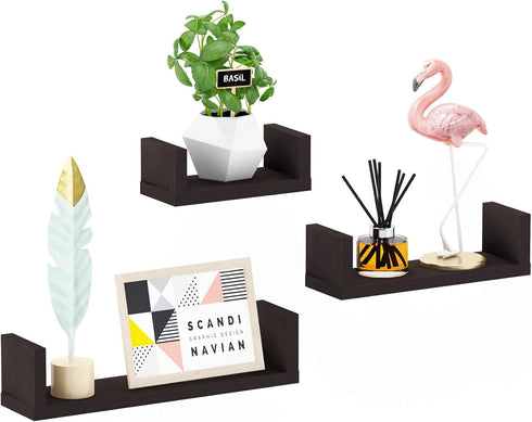 FURINNO Indo Wall Mounted Floating Shelves, Espresso...