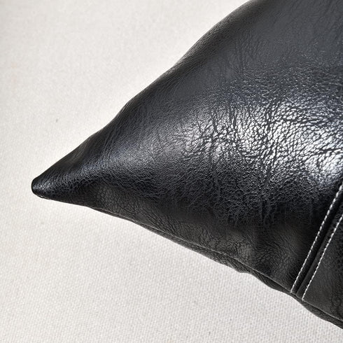 Fancy Homi 2 Packs Black Long Lumbar Faux Leather Decorative Throw Pillow Covers 16x24 Inch for Living Room Couch Bed Sofa, Boho Farmhouse Home De...