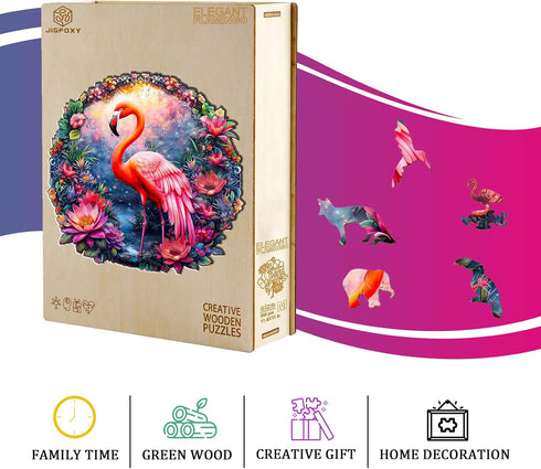 Wooden Puzzles for Adults, Flamingo Wooden Jigsaw Puzzles for Adults, Wood Puzzles Adult, Unique Animal Shape Wood Cut Puzzles for Puzzle Lovers, ...