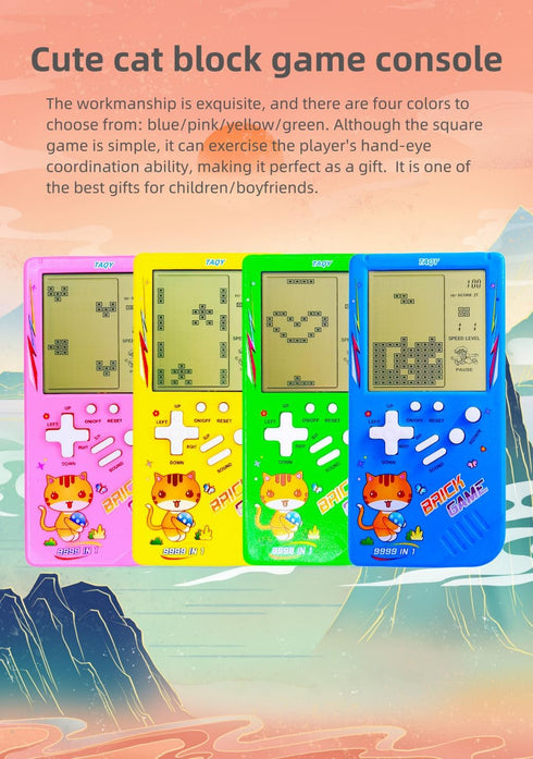 Cute Cat Pattern Block Game Console 23 Brick Games Racing/Tank Battle Retro Mini Game Machine Children's Game Console 70/80/90's Nostalgic Gifts P...