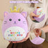 SQEQE Cat Stuffed Animal Kawaii Cat Plushie with Golden Crown Soft Kitty Stuffed Toy Birthday Party Decoration Gift for Kids Girls Boys(Purple Cat...