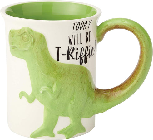 Enesco Our Name is Mud “Tea Rex” Stoneware Coffee, 16 oz. Sculpted Mug, Green,6000549...