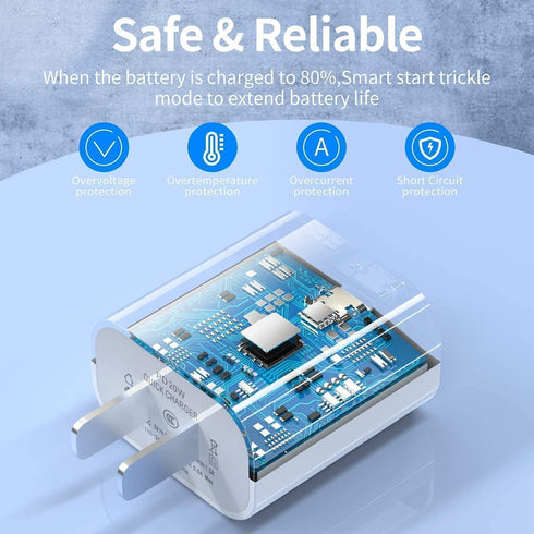 USB C Charger for iPhone Charger Fast Charging 20W Type C Wall Charger Block with 10FT Long USB C to Lightning Cable Compatible with iPhone 14Pro/...
