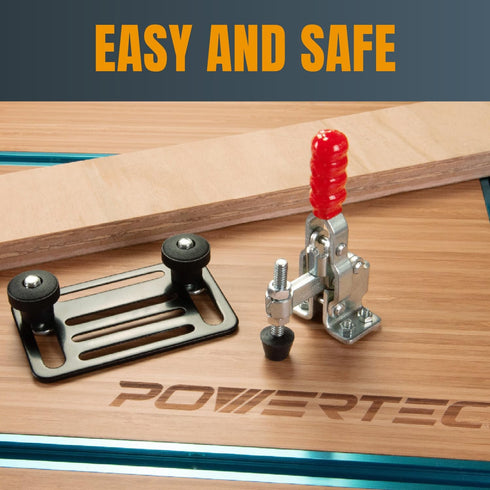 POWERTEC 1PK Toggle Clamp, 200 lbs Holding Capacity, 12050 Quick Release Vertical Clamps w/ Antislip Rubber Pressure Tip for Woodworking Jigs and ...