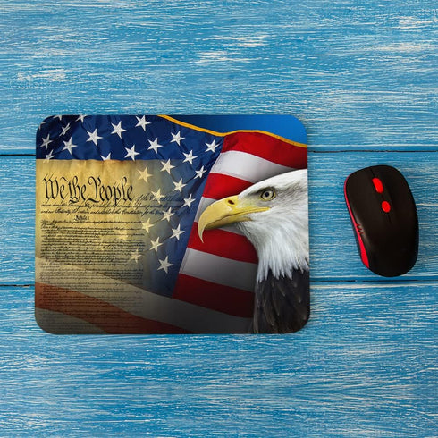 Beabes American Flag Eagle Mouse Pad Non-Slip Natural Rubber Base, 9.5X7.9 Inch Cool Bald Eagle USA Flag Computer Mousepad Mouse Pads for Computer...