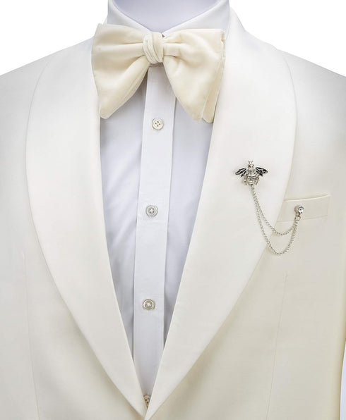 Men's Bee with Hanging Chain Brooch Lapel Pin (Silver)...