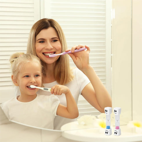 2 Minute Toothbrush Sand Timer for Kids - Set of 2 Small Blue and Pink Smiley Hourglass...