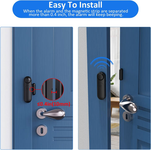 Door Alarm When Opened (2 Pack), 120dB Door and Window Open Sensor for Home Security/Kid Safety/Pool Safety, Sliding Front Door Opening Sensor Ale...