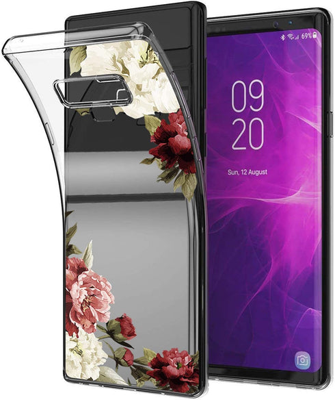 for Galaxy Note 9 Case, Note 9 Case with Flowers, Slim Shockproof Clear Floral Pattern Soft Flexible TPU Back Phone Cove for Samsung Galaxy Note 9...