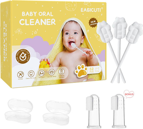 EASICUTI Upgrade Baby Tongue Cleaner, 52PCS Newborn Baby Toothbrush, Baby Oral Cleaner, Disposable Infant Toothbrush Baby Mouth Cleaner, Gum Clean...