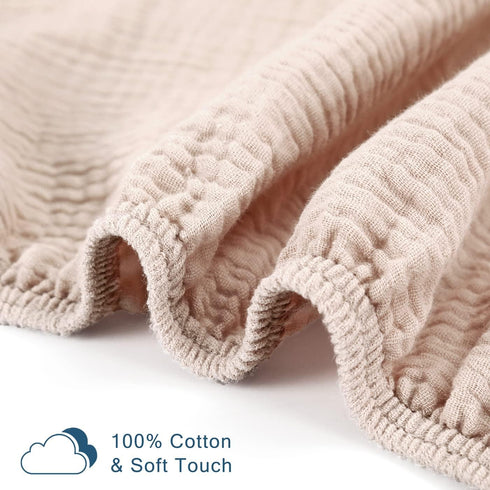 GRSSDER Soft Muslin Crib Sheet 1 Pack, 100% Cotton Crib Sheets for Boys and Girls, Fit Standard Crib Mattresses 52" x 28" Safe and Snug, Natural...