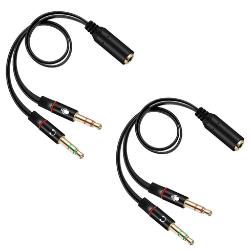 SaiTech IT 3.5 mm Exclusives Headphone Splitter for Computer 3.5mm to 2 Dual Mic Audio Y Splitter Cable Smartphone Headset to PC Adapter, Tablet (...