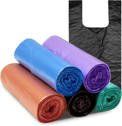 5 Rolls 100 Counts 4 Gallon Handle-Tie Small Trash Bag, Little garbage bags for Bathroom, Kitchen,Picnic,Office,Bedroom,Car (5 Roll)...