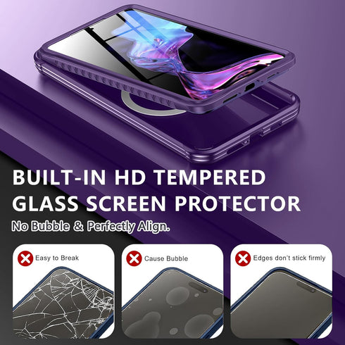 Hekodonk for Galaxy S24 Case,Compatible with MagSafe,Built-in Screen Protector & 2X Camera Lens Protector,Full Body Shockproof Protective Phone Ca...