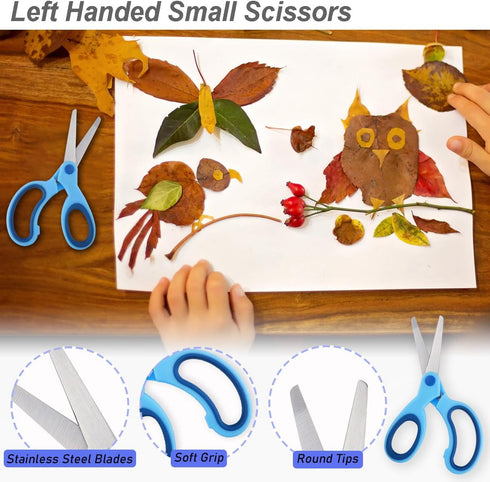 Left Handed Scissors Set of 2 Pack (9" Heavy Duty Titanium Coating Fabric Shears & 5" Small Scissors) for Sewing/Crafting/School/Office Use, Great...