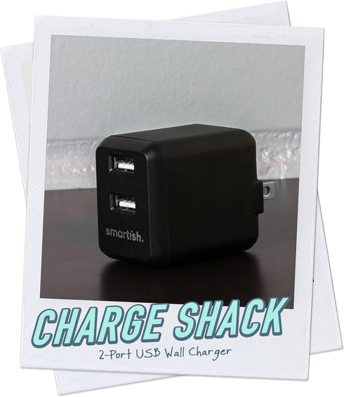 Smartish 2 Port USB Wall Charger - Charge Shack Maximum Speed 4.8 Amp Quick Charger Compatible with iPhone Android and All USB Devices (Silk) - Bl...