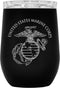 Military Gift Shop USMC Steel Stemless Wine Glass Tumbler, 12 oz Double Wall Vacuum Insulated Outdoor Tumbler–Black with Marine Corps logo | USMC ...