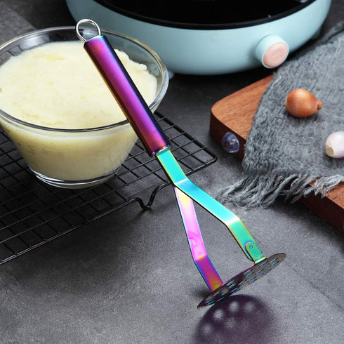 Berglander Heavy Duty Stainless Steel Rainbow Potato Ricer, Vegetable Fruit Masher (Rainbow)...