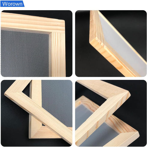 Worown A4 Wooden Paper Making Screen Kit,Paper Making Frames, Mould and Deckle for Paper Making, DIY Paper Crafts...