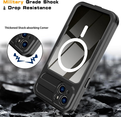 for iPhone 15 Waterproof Case, Built-in Screen Protector, Shockproof, Snowproof, Dustproof, Full Body Protective Cover for iPhone 15 Compatible wi...