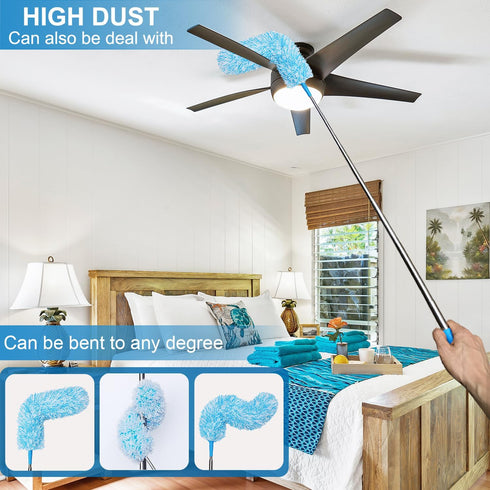 4 Upgraded 55-inch Long Microfiber Dusters with Telescopic Handle More Durable Fibers, Feather Dusters Perfect for household cleaning, office clea...