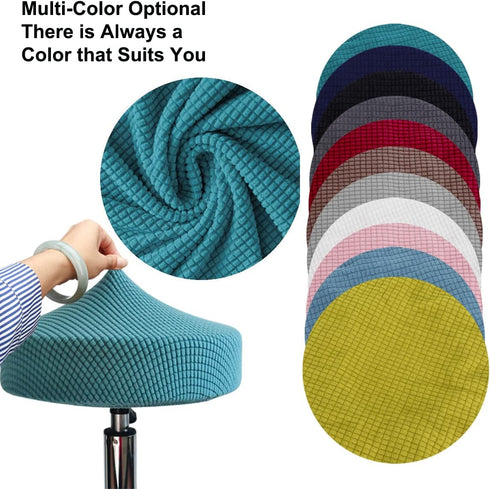 Round Stool Cover 12-16 Inch Round Bar Stool Covers, Luxurious Fabric Stretchable, Washable Dustproof Soft and Durable (2Pcs Peacock Blue)...