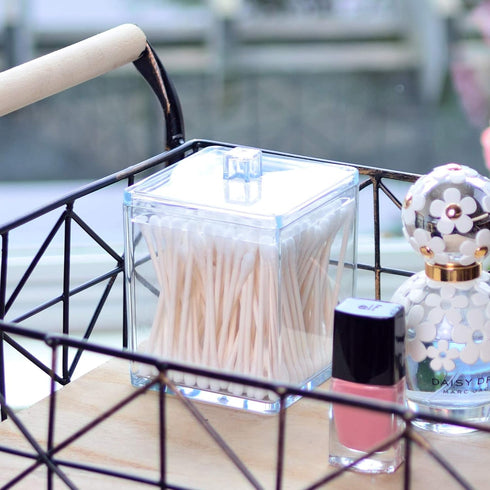 Youngever 2 Pack 15 Ounce Clear Plastic Apothecary Jars, Square Shape...