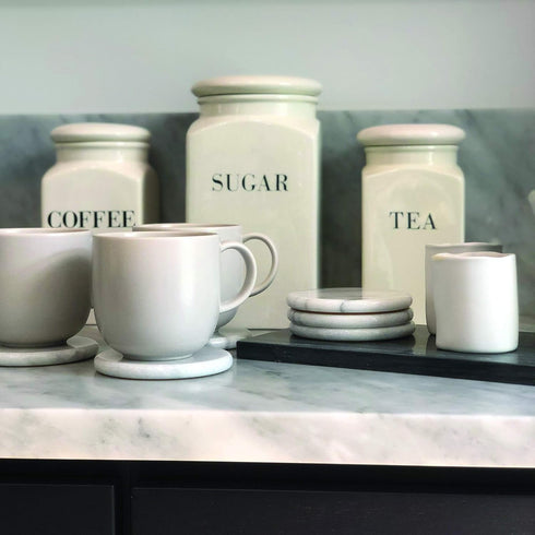 Fox Run 48749 Natural White Polished Marble Stone Coasters, Set of 6...