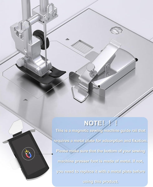 POANES Magnetic Seam Guide for Sewing Machine, Metal Seam Guide, Magnetic Sewing Guide with Clip, Hemmer Guide, Sewing Supplies & Tools with Thin ...