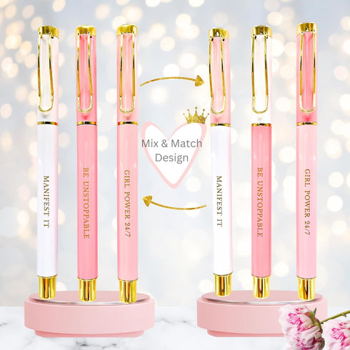 Boss Lady Girl Boss Pen Set with Inspirational Motivational Quotes, Chic Motivational Pens for Women, Cute Fancy Ballpoint Pen Sets - Ideal Office...