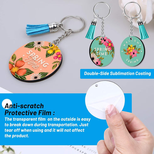 Sublimation Blanks Keychains Products, 80 PCS Keychains Tag Bulk with 2 Inch Heat Transfer Double-Side Round Coasters Blanks, Key Chains, Tassels,...