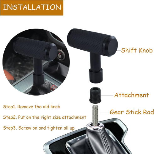 T Shifter Knob Leather Shift Knob Gear Shift Stick Head for Most Manual Automatic Vehicles (Black)...